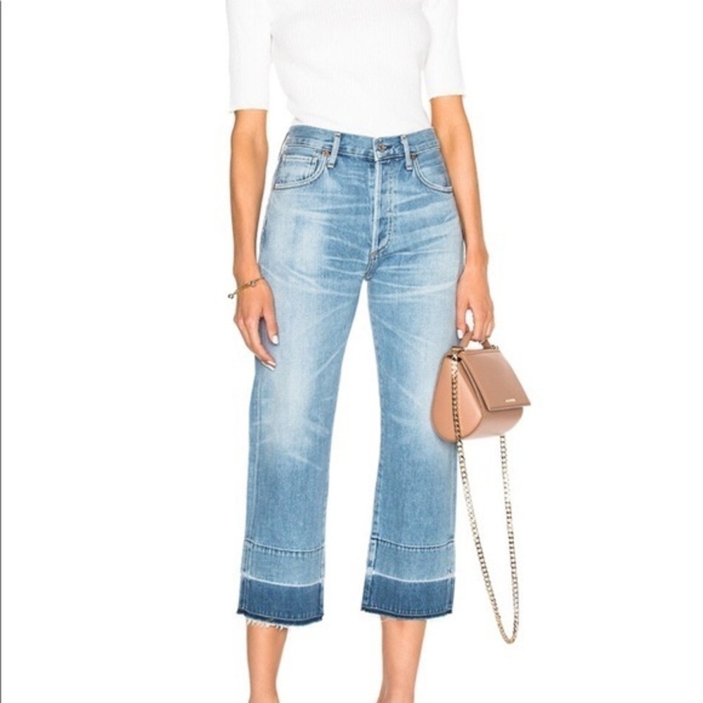 Citizens of Humanity Cora Crop Relaxed Undone Hem Jeans